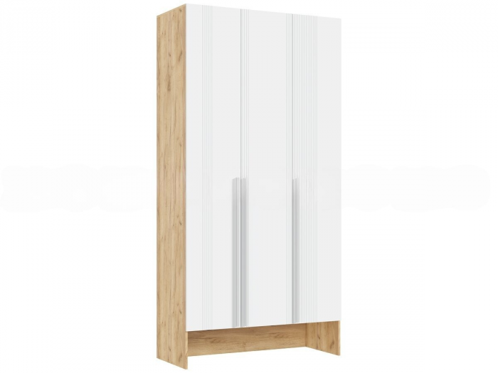 Луна Шкаф 3-х ств. браш вайт/дуб крафт