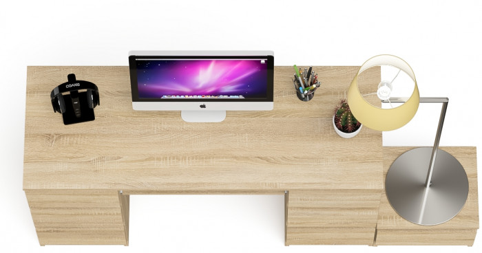 Мори Стол компьютерный МС-2 + Тумба ТМП400.1, цвет дуб сонома, ШхГхВ 175,8х50х76,6 см., универсальная сборка