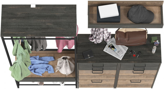 Трувор Прихожая 222, цвет дуб гранж песочный/интра, ШхГхВ 180х37х194,2 см., универсальная сборка