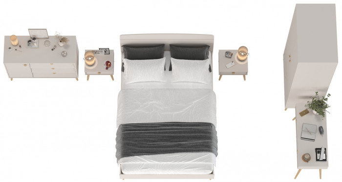 Афина Спальня 01-1400, цвет кашемир серый, сп.м. 1400х2000 мм., б/м, основание есть - фанера