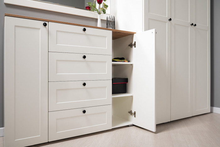 Остин Прихожая 39, белый шагрень/дуб крафт золотой