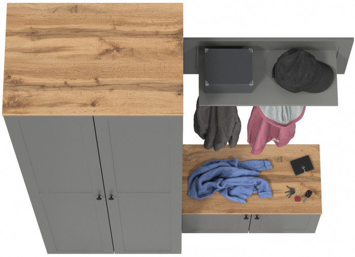 Остин Прихожая 19, цвет серый графит/дуб крафт золотой, ШхГхВ 160х54,3х229,6 см., универсальная сборка