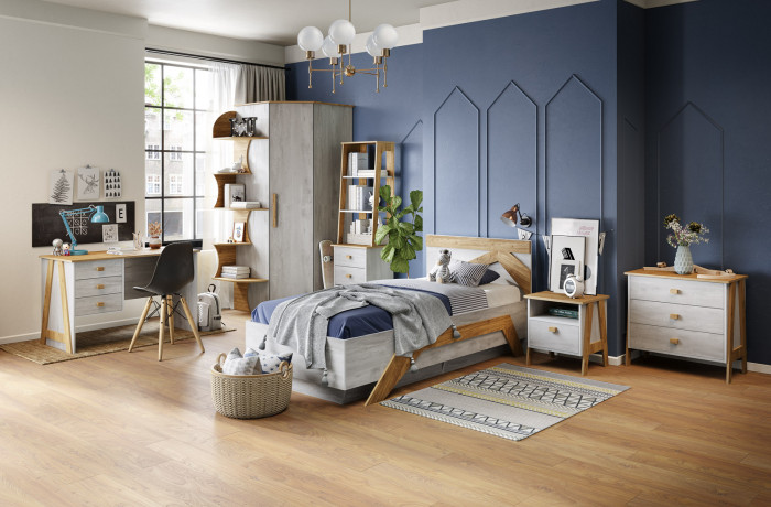 Модульная подростковая комната "Скандинавия" - Бетон пайн светлый/Дуб наварра