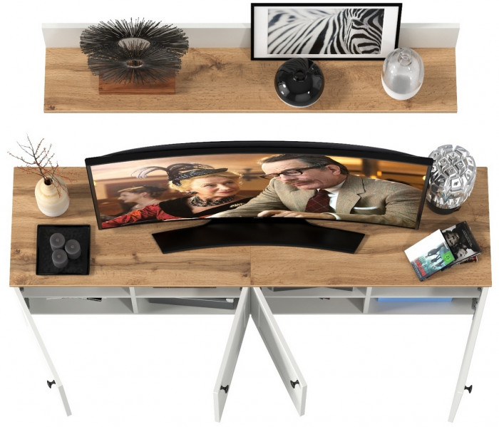 Остин Прихожая 64, цвет белый шагрень/дуб крафт золотой, ШхГхВ 160х41,9х160 см.