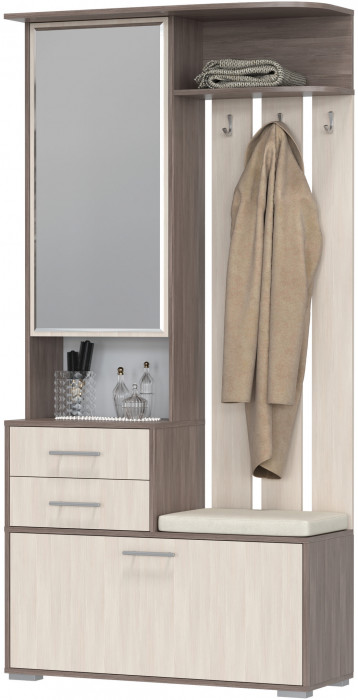 Прихожая 2-3431бод.тем/св Домино - Шкаф с вешалкой, цвет бодега тёмный/бодега светлый, ШхГхВ 100х36х202 см., универсальная сборка