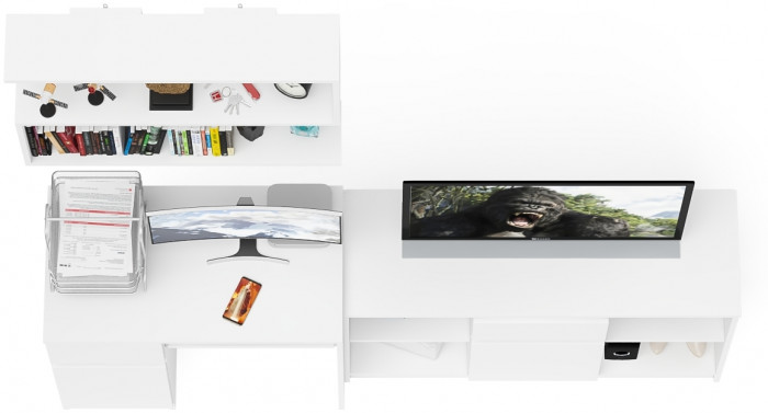 Мори компьютерный стол МС-1 левый + Тумба МТВ1204.1 + Полка 900, белый