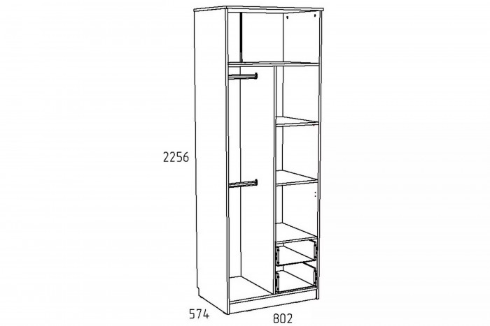 Шкаф для одежды НМ 014.07 с ящиками «Фанк» Дуб сонома/белый скандинавский