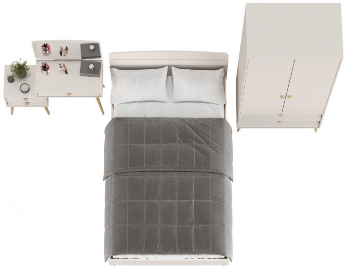 Афина Спальня 03-1200, цвет кашемир серый, сп.м. 1200х2000 мм., б/м, основание есть - фанера