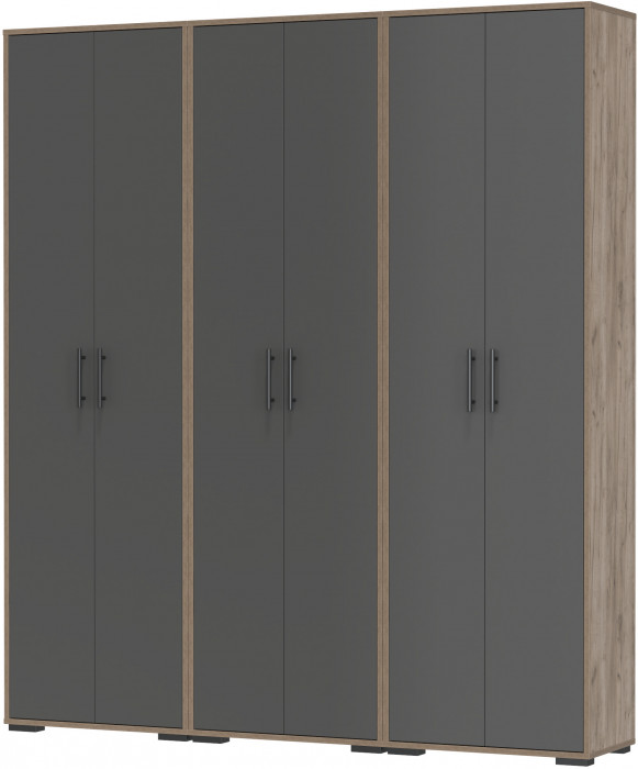 Три шкафа для одежды Домино 2-3430дкт/граф цвет дуб крафт табачный/графит