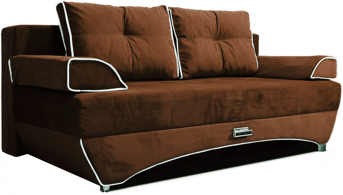 Диван-кровать раскладной еврокнижка прямой Валенсия велюр, цвет коричневый