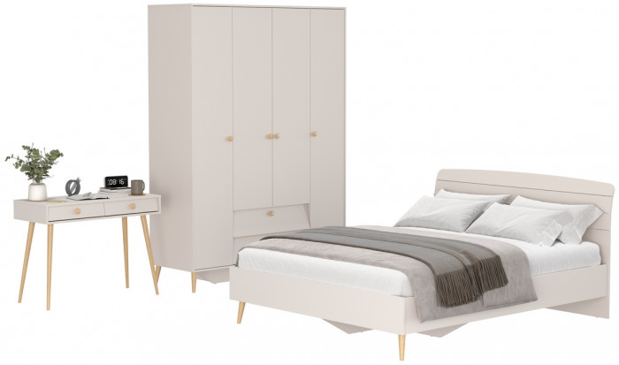 Афина Спальня 14-1600, цвет кашемир серый, сп.м. 1600х2000 мм., б/м, основание есть - фанера