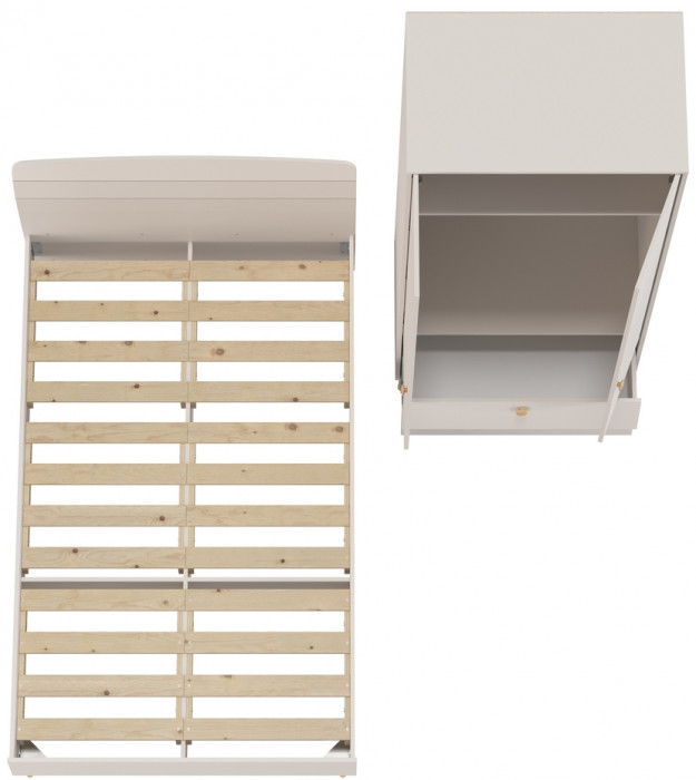 Афина Спальня Кровать 1200 + Шкаф 2-х дверный, цвет кашемир серый, ШхГхВ 123,6х210,2х95,7 + 90,3х56,3х220 см., сп.м. 1200х2000 мм., б/м, осн. есть