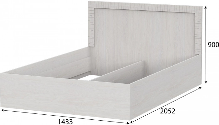 Гамма 20 Кровать двойная (универсальная 1,4х2,0) Серия №4 Ясень Анкор светлый / Сандал светлый