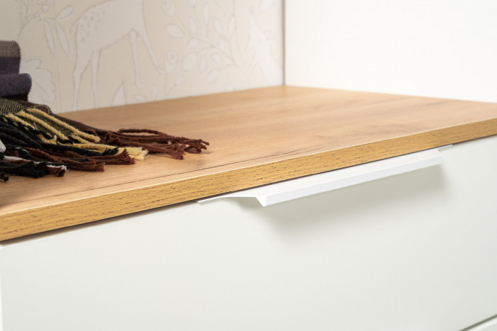 Октава Прихожая 17, цвет белый шагрень/дуб крафт золотой/фасады МДФ белый шагрень, ШхГхВ 129,3х35,4х197,6 см., универсальная сборка