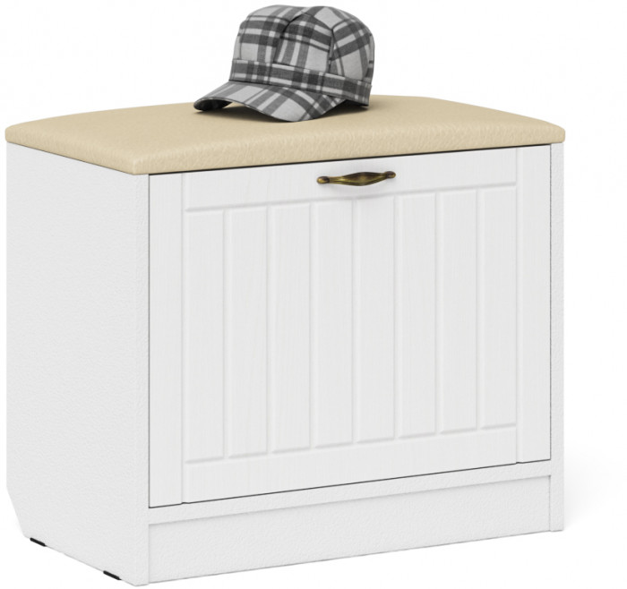 Прихожая П-6 Компоновка № 12, цвет белая шагрень/фасады МДФ белое дерево фрезеровка прованс, ШхГхВ 120х50х210 см., универсальная сборка