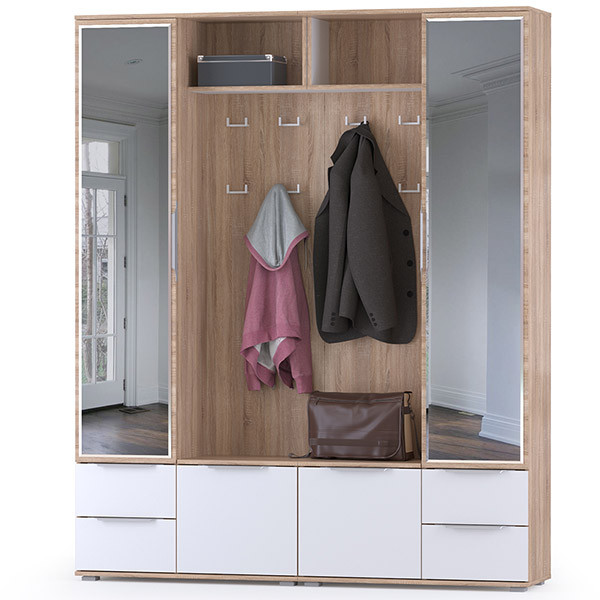 Куба Прихожая 17, дуб сонома/белый премиум