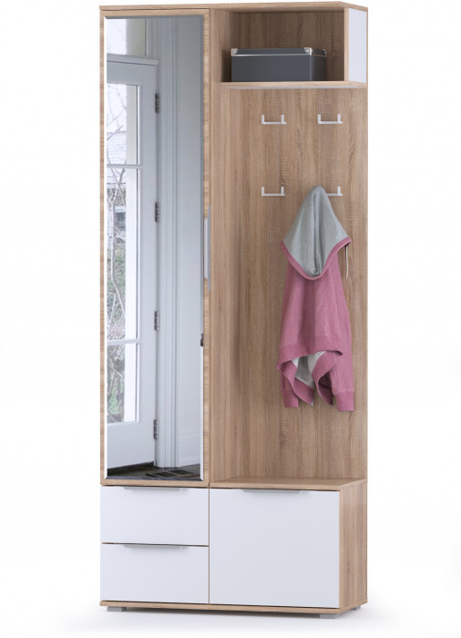 Куба Прихожая 17, дуб сонома/белый премиум