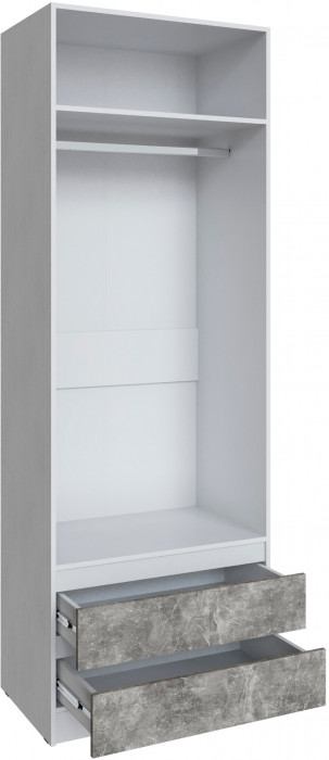 Шкаф Мадрид (0,8) с 2 ящ. без ручек с зеркалом, Белый/ателье светлое