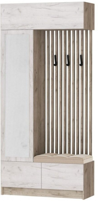 Прихожая Руэлла, композиция 1, дуб крафт серый/дуб крафт белый