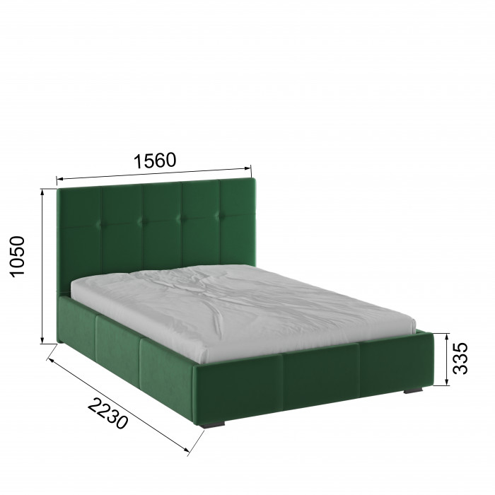 Рио Кровать интерьерная 140 изумруд квадрат, ортопед