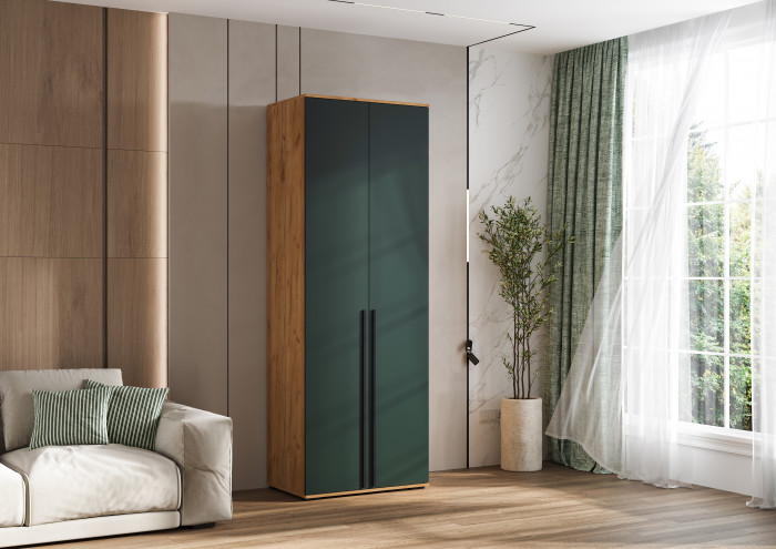 Норд Шкаф 2-х створчатый 800, Дуб крафт/Изумрудный