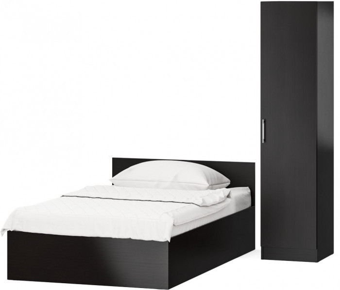 Кровать 1200 + Пенал Стандарт, цвет венге, ШхГхВ 123,5х203,5х70 + 45х52х200 см., сп.м. 1200х2000 мм., без матраса, основание есть