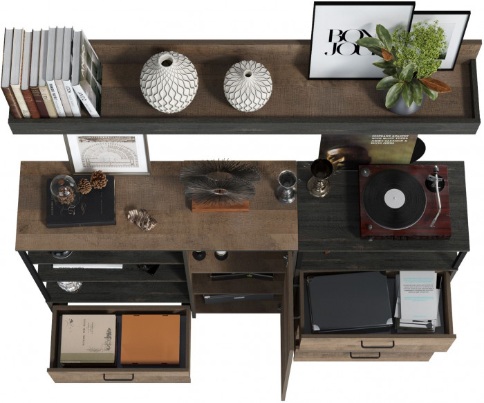 Трувор Гостиная 004, цвет дуб гранж песочный/интра, ШхГхВ 175х37х195 см., универсальная сборка