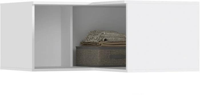 Норд Антресоль угловая, Белый/Белый глянец холодный