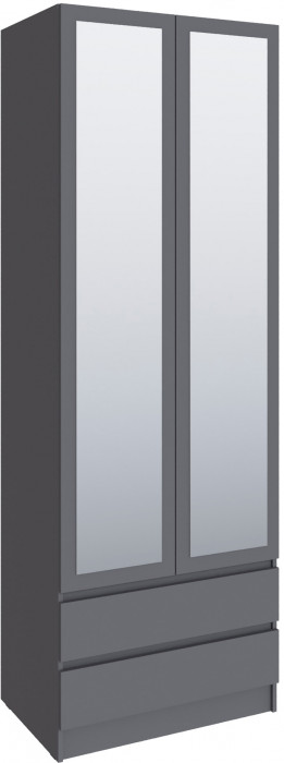 Шкаф Мадрид (0,8) с 2 ящ. без ручек с зеркалом, Графит серый
