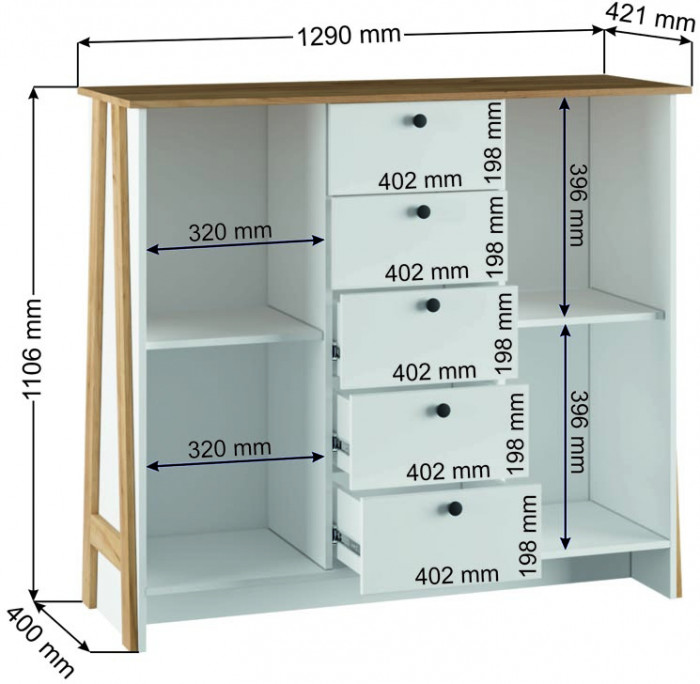 Тумба Теодора 2Д5Я, Белый