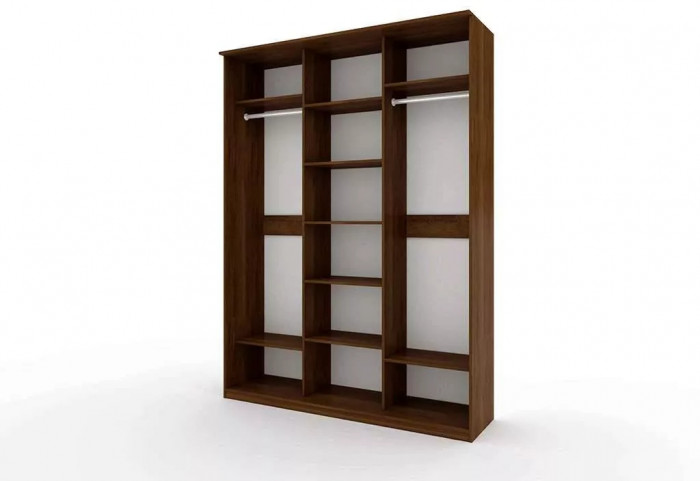 Шкаф купе Модерн 1776х600 3-х дверный 3-х секционный зеркальный с пескоструем №1 венге