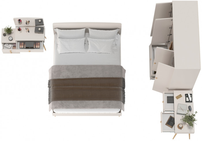 Афина Спальня 15-1600, цвет кашемир серый, сп.м. 1600х2000 мм., б/м, основание есть - фанера