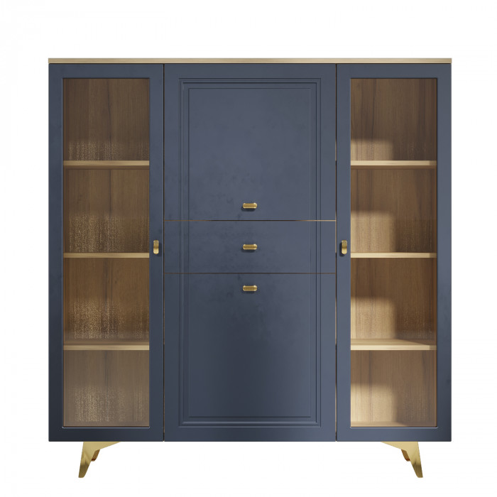 Шкаф низкий (2 стеклодвери) Вега Сапфир