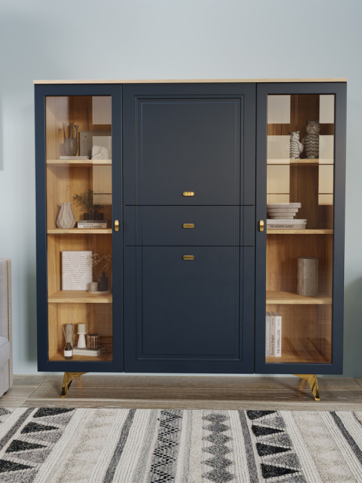 Шкаф низкий (2 стеклодвери) Вега Сапфир