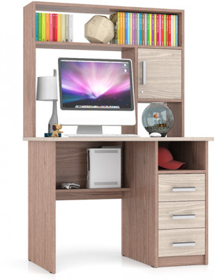 Стол компьютерный С-МД-СК9, цвет ясень шимо светлый/ясень шимо тёмный, ШхГхВ 102х70х160 см., ниша под монитор 65х70х57 см., НЕ универсальная сборка