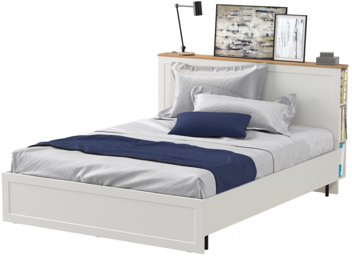 Остин 11.53 Кровать + ортопед, цвет белый шагрень/дуб крафт золотой, ШхГхВ 164,6х217,2х99,3 см., сп. м. 1600х2000 мм, б/м