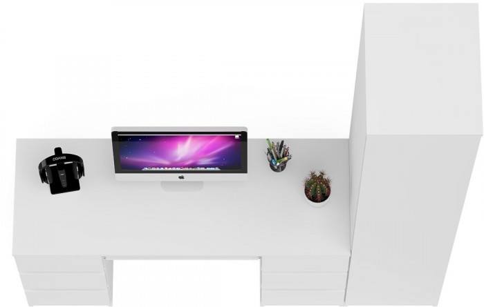 Мори Стол компьютерный МС-2 + Пенал МШ400.1, цвет белый, ШхГхВ 175,8х50,4х209,6 см., универсальная сборка