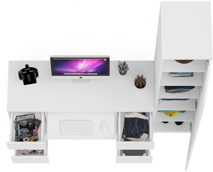 Мори Стол компьютерный МС-2 + Пенал МШ400.1, цвет белый, ШхГхВ 175,8х50,4х209,6 см., универсальная сборка