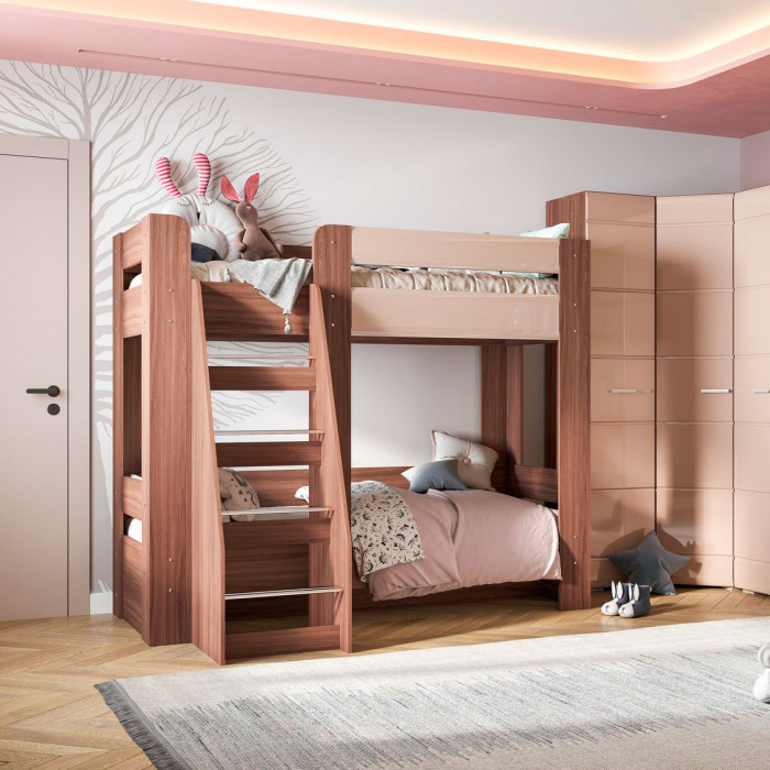 Симба кровать двухъярусная (1976*1700*1358) ясень шимо темный/кофе с молоком