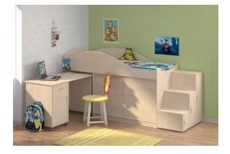 Детская кровать-чердак Дюймовочка-3 без лестницы, Дуб молочный