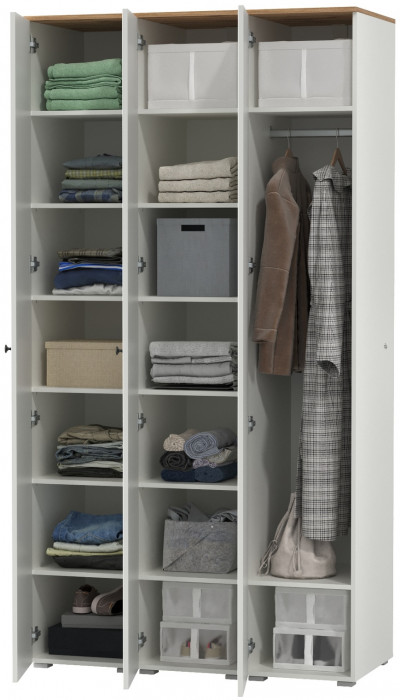 Остин 13.225 Шкаф-пенал 3 шт., белый шагрень/дуб крафт золотой