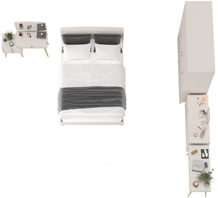 Афина Спальня 16-1400, цвет кашемир серый, сп.м. 1400х2000 мм., б/м, основание есть - фанера