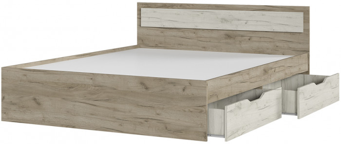ГАРМОНИЯ КР 604 кровать с ящиками (1,652х0,78х2,032) дуб крафт белый/дуб крафт серый