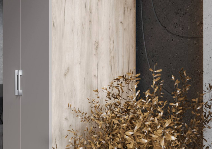 Шкаф 2-х створчатый (штанга+полка), Крафт серый/Кашемир