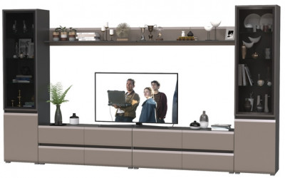 Сидней Комплектация № 103, цвет корпус: антрацит/фасады: МДФ веллюто капучино, ШхГхВ 359,8х41,3х205,2 см., универсальная сборка