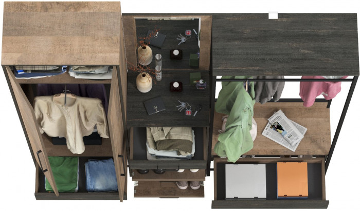 Трувор Прихожая 232, дуб гранж песочный/интра