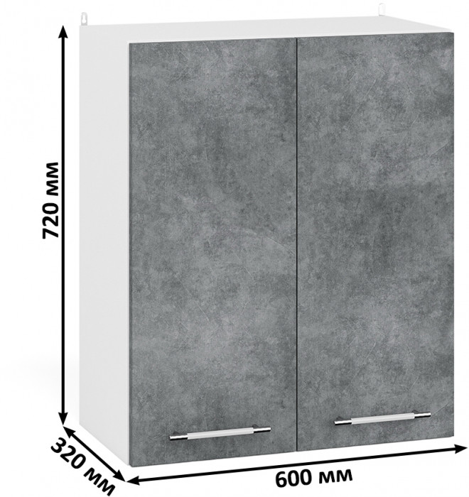 Кухня Мебель--24 ШВ600 Шкаф 60 см., корпус белый/фасад МДФ бетон лофт графит
