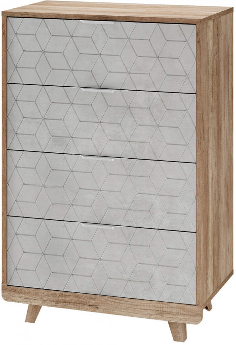 Комод "Мегаполис" КМ-02 Дуб каньон/F04 антик серебро