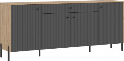 Оливия Комод дуб крафт/графит софт (металл)
