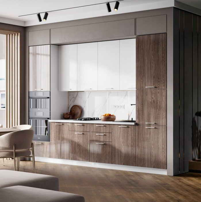 Кухня "Кения" композиция 4 Вяз швейцарский, бриз суперматовый